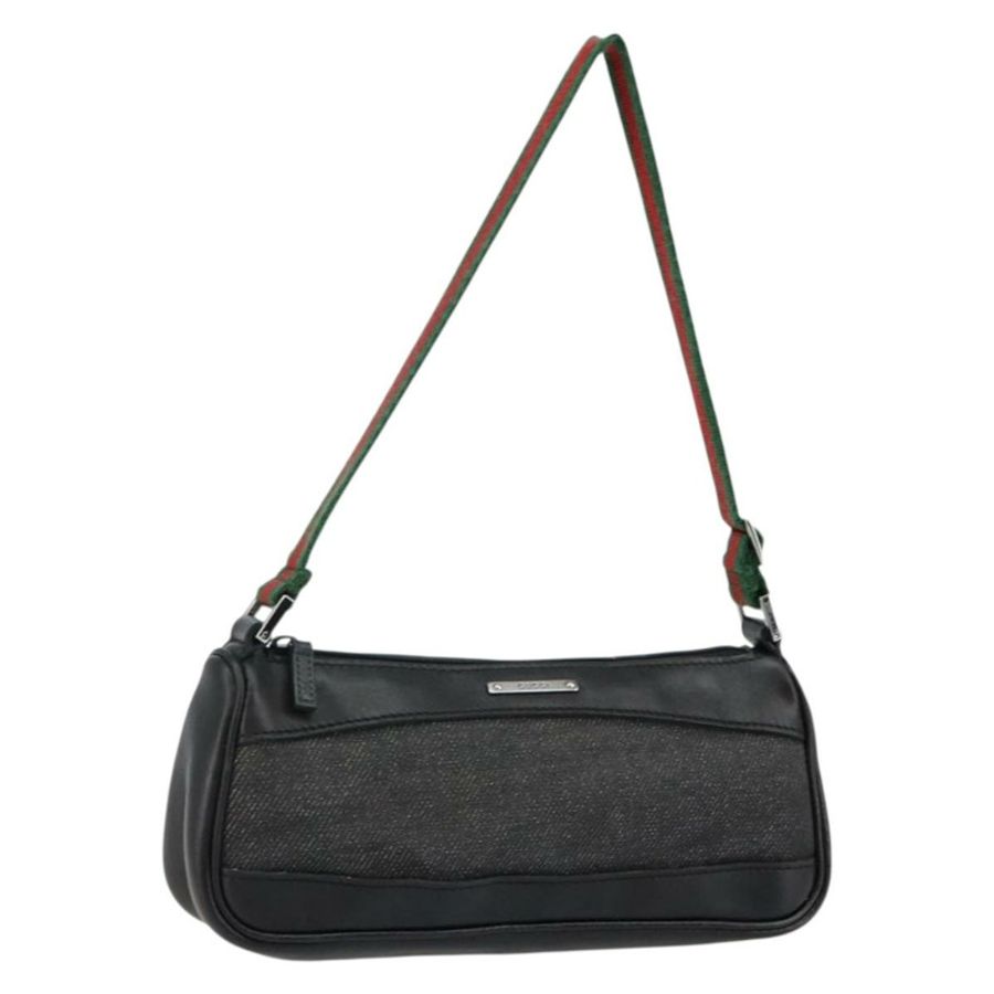 【日本直送】GUCCI Web Sherry Line 配件包帆布黑銀紅 92820 Auth hk3082-0