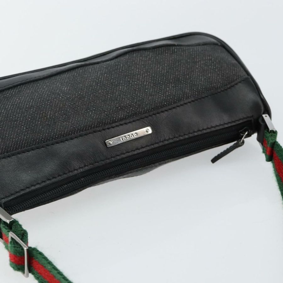 【日本直送】GUCCI Web Sherry Line 配件包帆布黑銀紅 92820 Auth hk3082-5