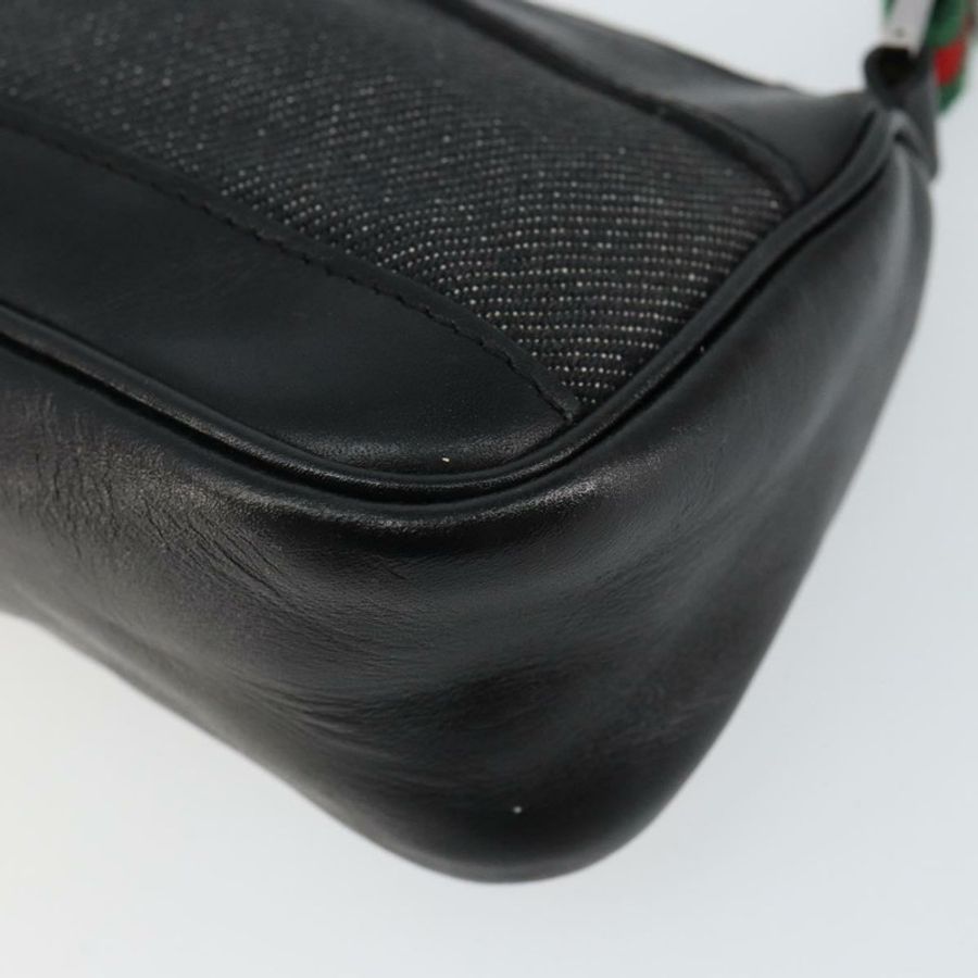 【日本直送】GUCCI Web Sherry Line 配件包帆布黑銀紅 92820 Auth hk3082-8