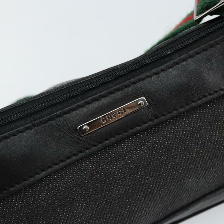 【日本直送】GUCCI Web Sherry Line 配件包帆布黑銀紅 92820 Auth hk3082-16
