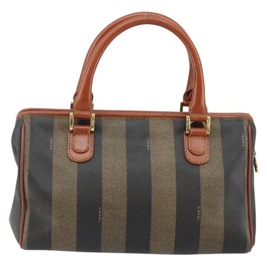 【日本直送】FENDI 胡桃色帆布手提包 PVC 黑色棕色 正品 144247-1