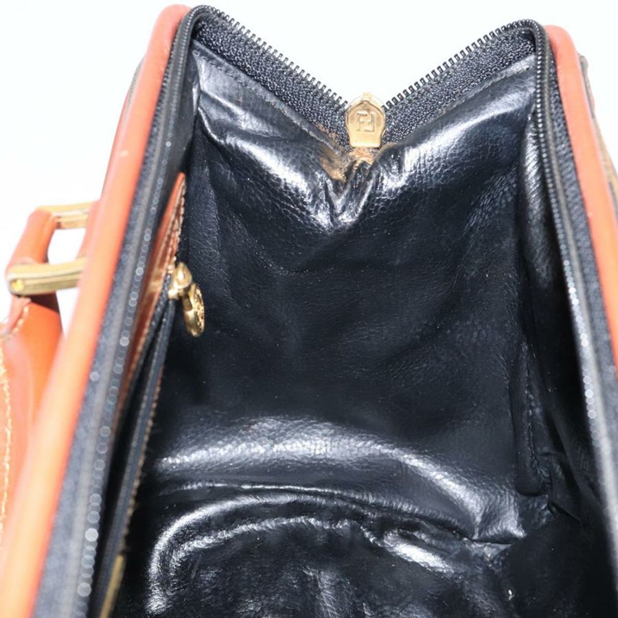 【日本直送】FENDI 胡桃色帆布手提包 PVC 黑色棕色 正品 144247-19