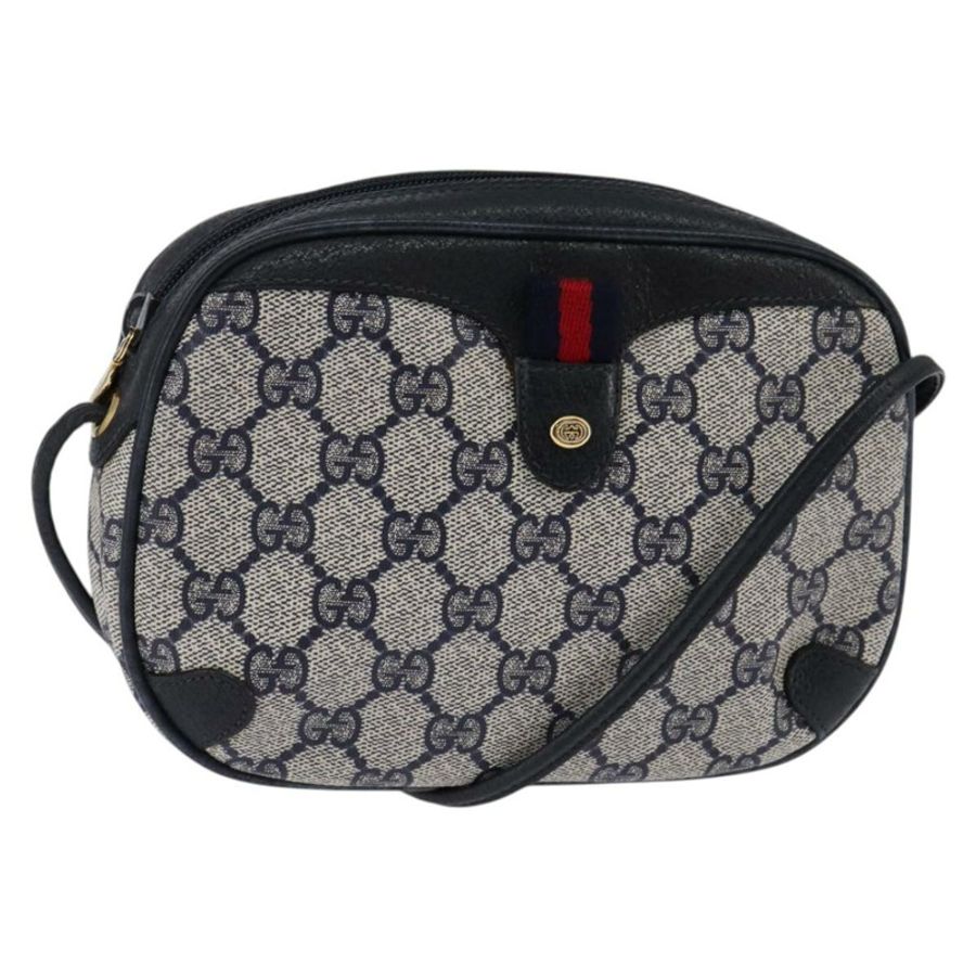 【日本直送】GUCCI GG Supreme Sherry Line 單肩包 PVC 海軍藍 金色 89 02 066 正品 145357-0