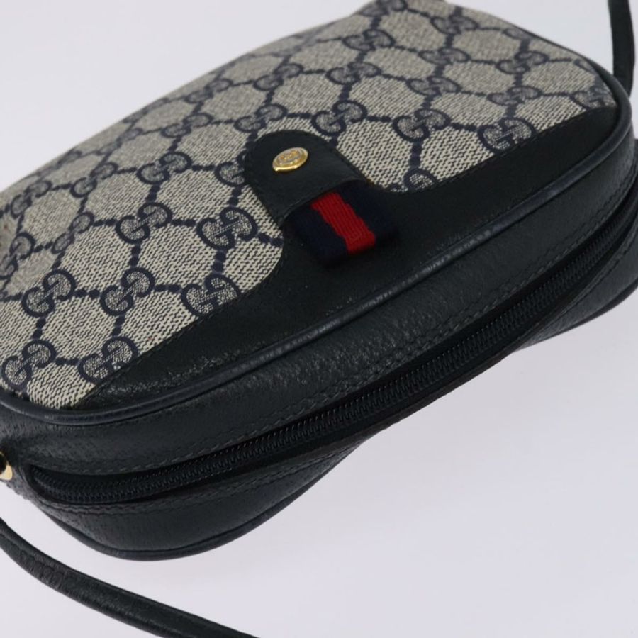 【日本直送】GUCCI GG Supreme Sherry Line 單肩包 PVC 海軍藍 金色 89 02 066 正品 145357-5