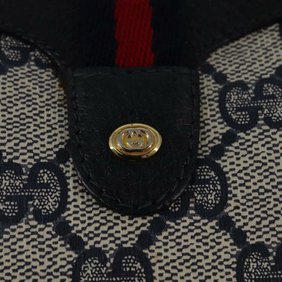 【日本直送】GUCCI GG Supreme Sherry Line 單肩包 PVC 海軍藍 金色 89 02 066 正品 145357-16