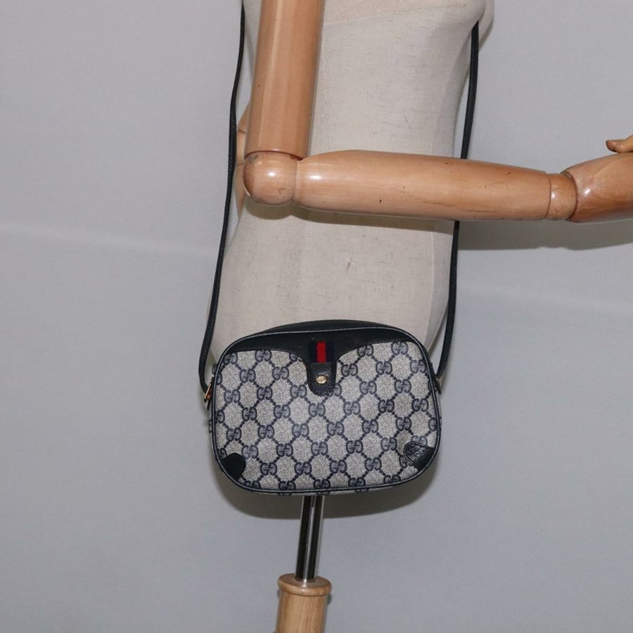 【日本直送】GUCCI GG Supreme Sherry Line 單肩包 PVC 海軍藍 金色 89 02 066 正品 145357-19