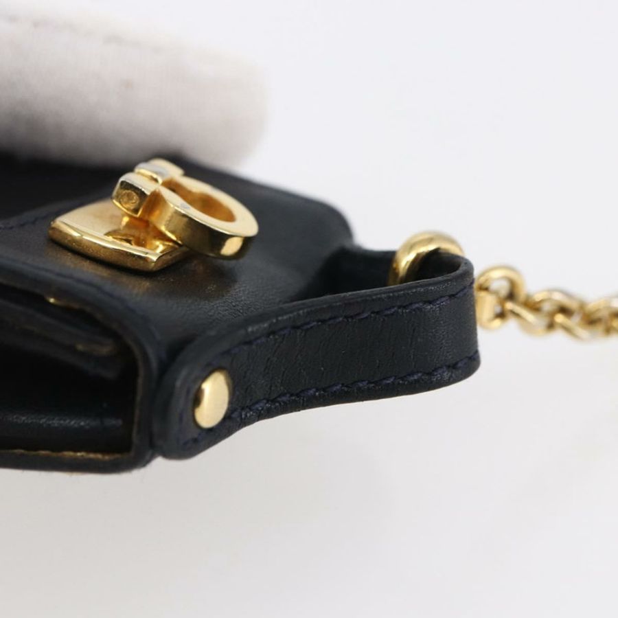 【日本直送】Salvatore Ferragamo Gancini Charm 皮革海軍藍金色正品 145546-6