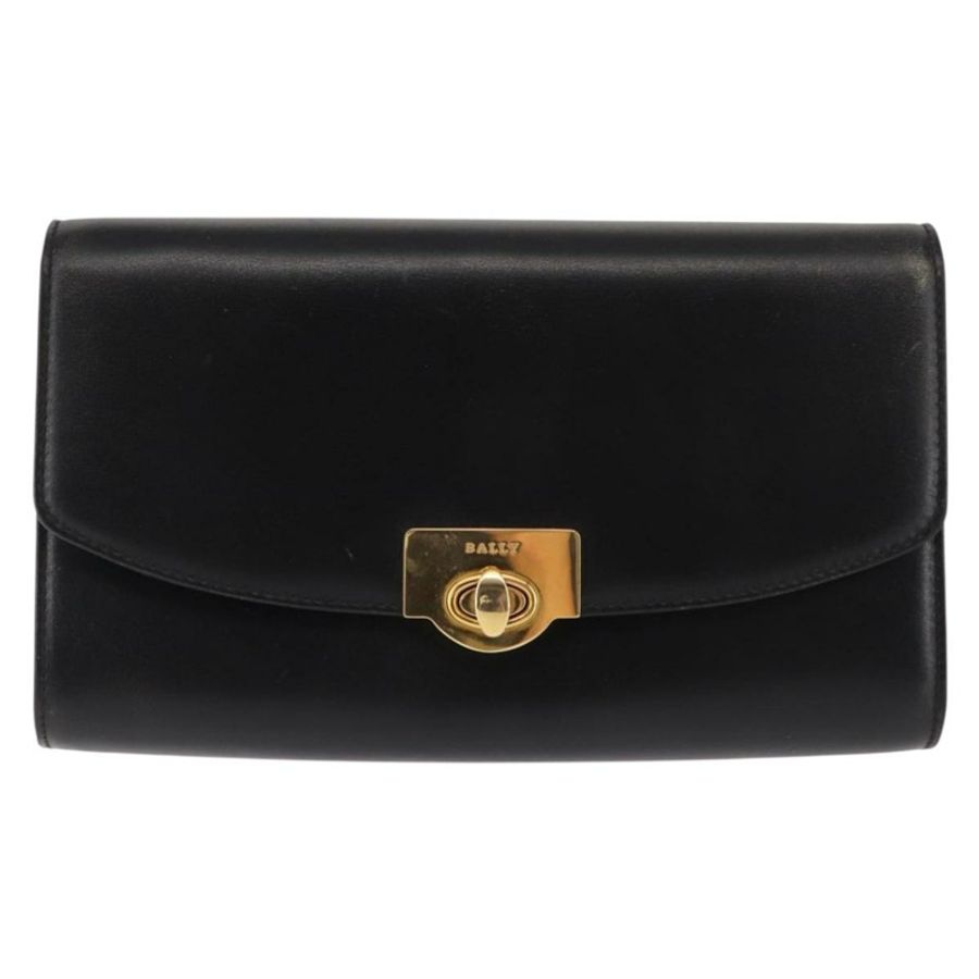 【日本直送】BALLY 鏈條單肩包 皮革 黑色 金色 正品 145994-12