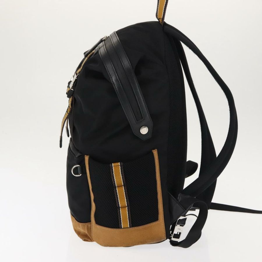 【日本直送】FENDI Zucca帆布雙肩包 黑色 銀色 Auth hk3119-2