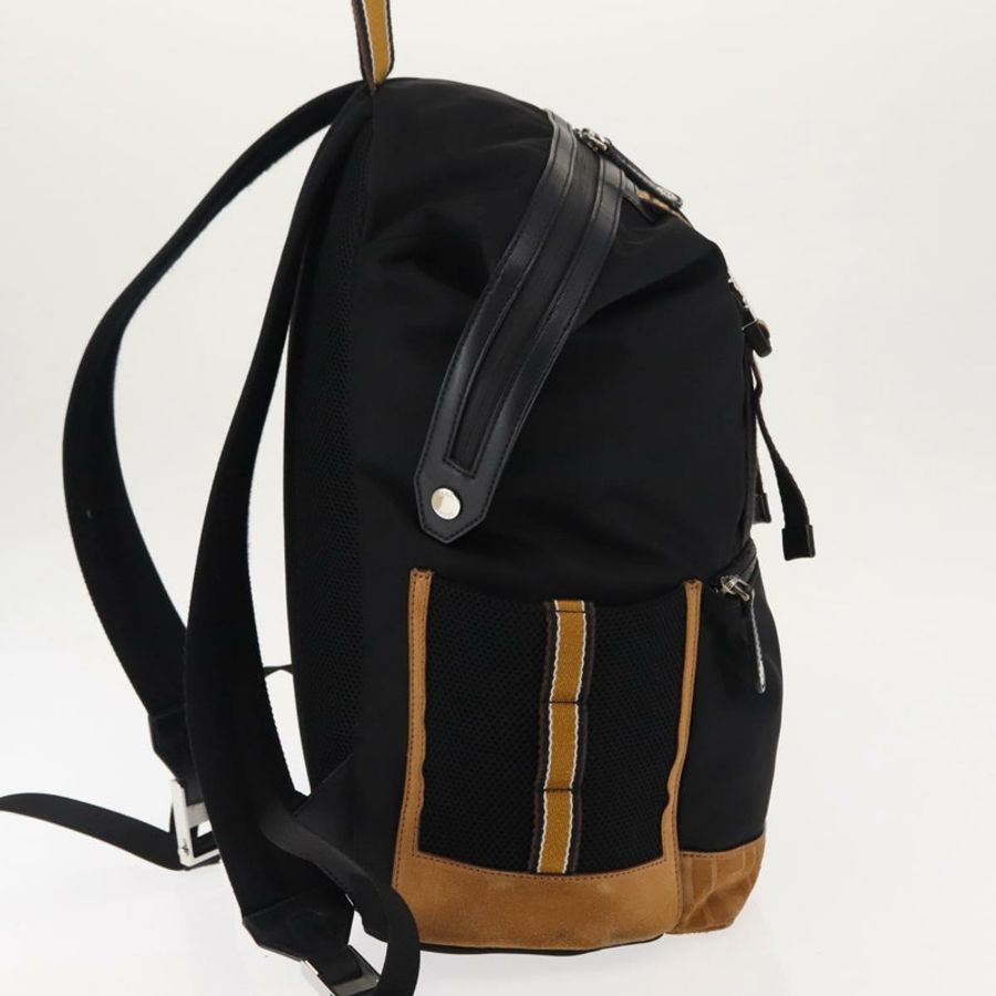 【日本直送】FENDI Zucca帆布雙肩包 黑色 銀色 Auth hk3119-3
