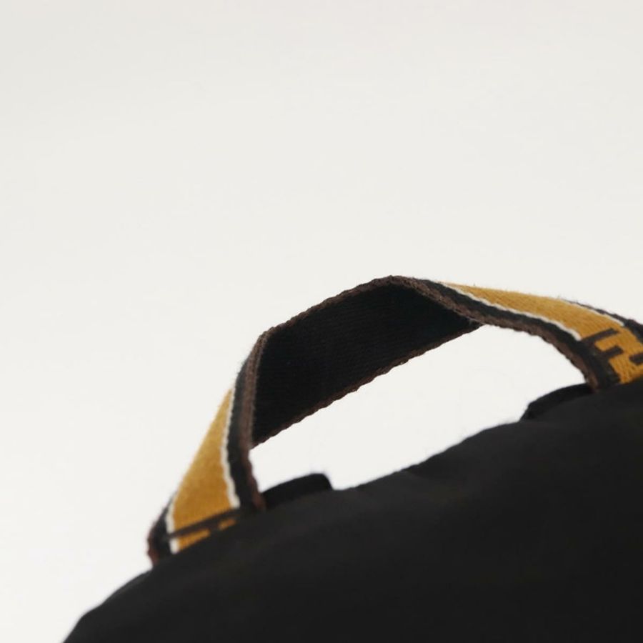 【日本直送】FENDI Zucca帆布雙肩包 黑色 銀色 Auth hk3119-7
