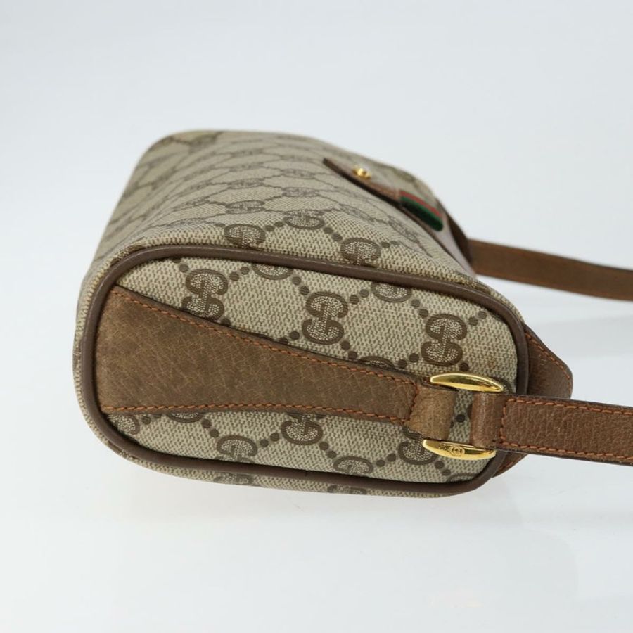 【日本直送】GUCCI GG Supreme Web Sherry Line 手提包 PVC 米色 金色 89 02 018 正品 145882-2