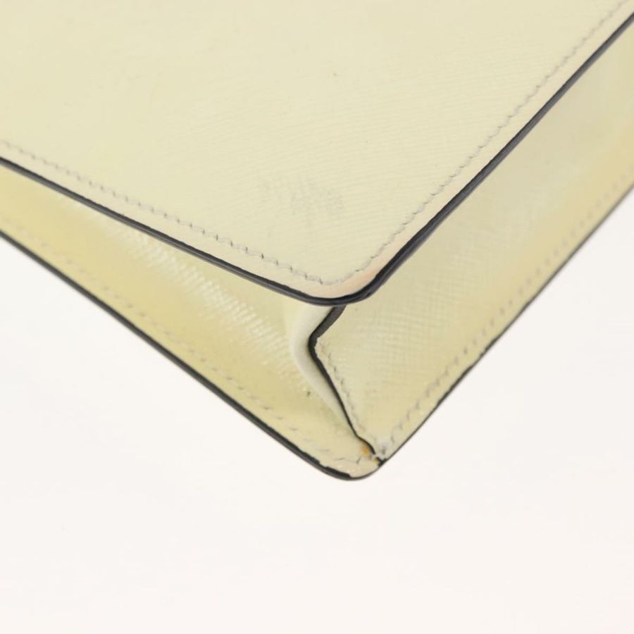【日本直送】PRADA 鏈條單肩包 Safiano 皮革 白色 銀色 Auth bs29803-14