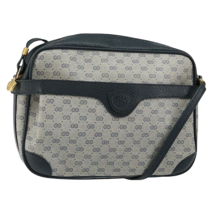 【日本直送】GUCCI Micro GG帆布單肩包 PVC皮革 海軍藍 正品 sw1590-0