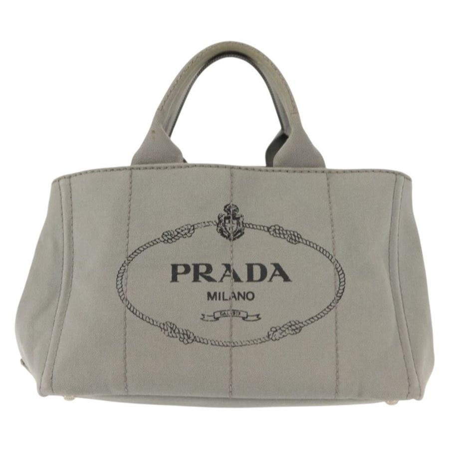 【日本直送】PRADA Canapa MM 手袋 帆布 灰色 銀色 正品 hk3116-12