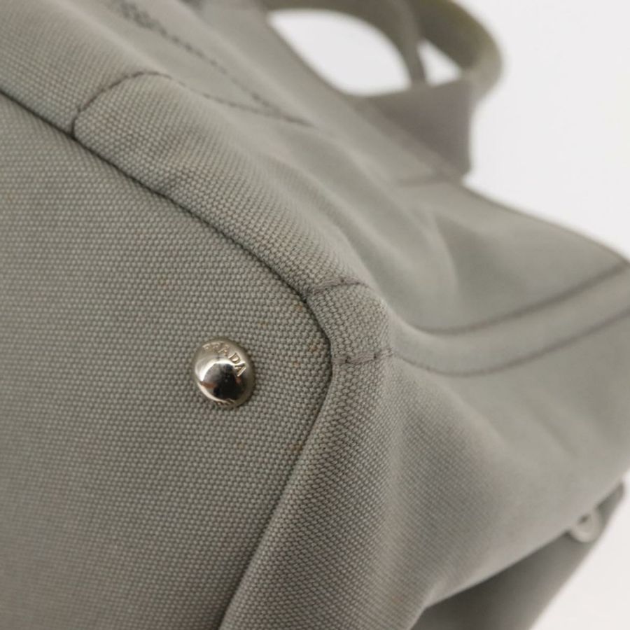 【日本直送】PRADA Canapa MM 手袋 帆布 灰色 銀色 正品 hk3116-13