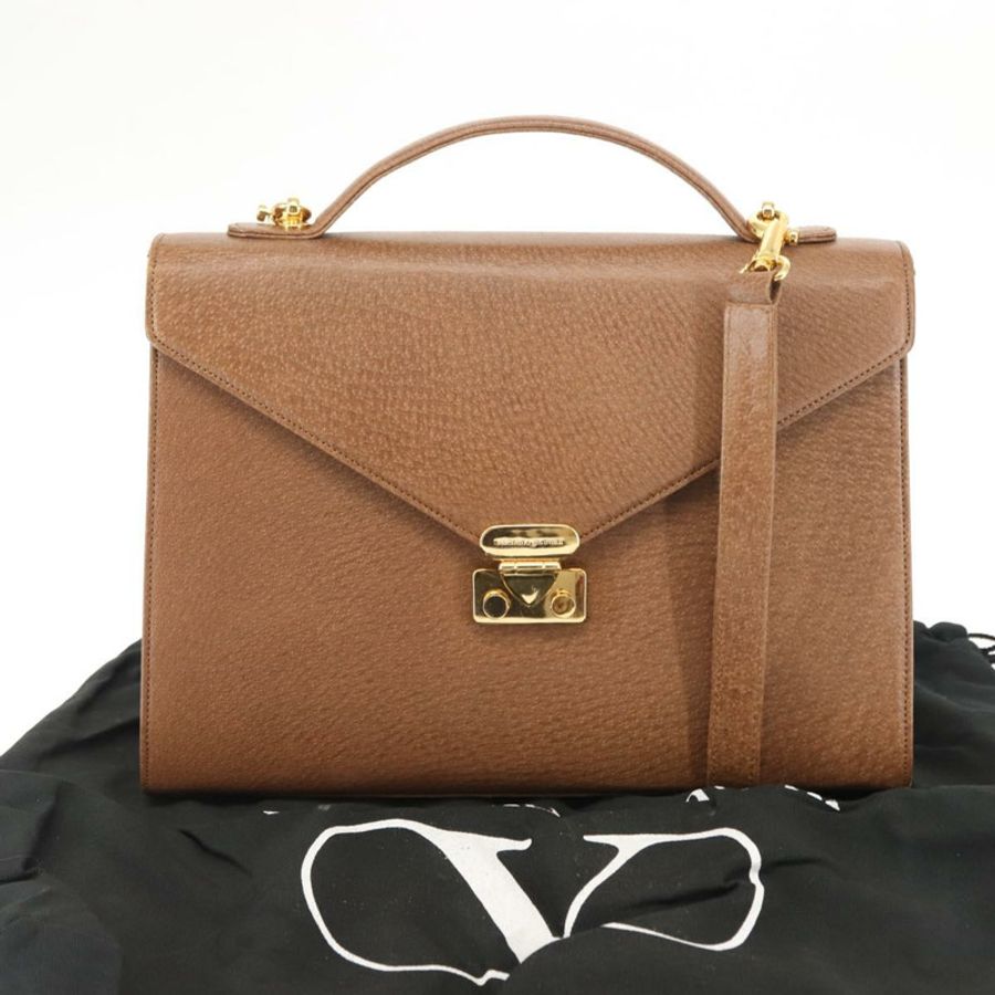 【日本直送】華倫天奴 (VALENTINO) 手提包 皮革 兩用 棕色 金色 正品 bs29793-11
