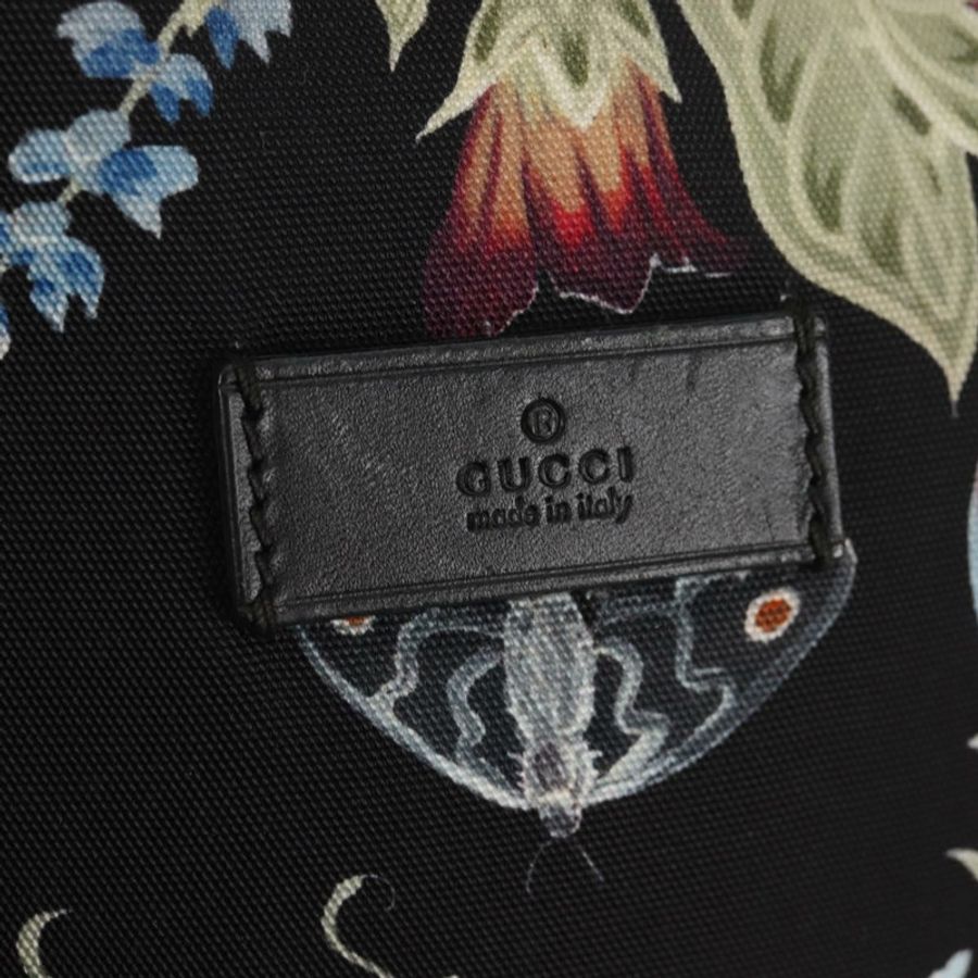 【日本直送】GUCCI 花卉圖案帆布雙肩包 黑色 銀色 353476 正品 bs29799-19