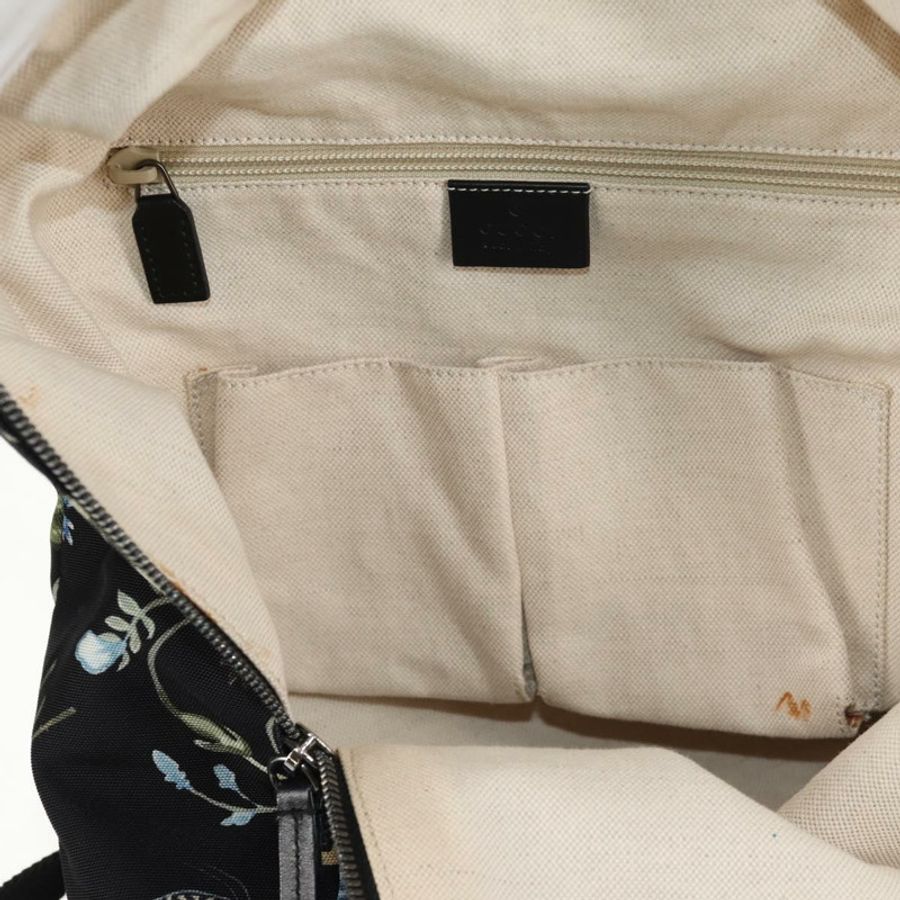 【日本直送】GUCCI 花卉圖案帆布雙肩包 黑色 銀色 353476 正品 bs29799-25