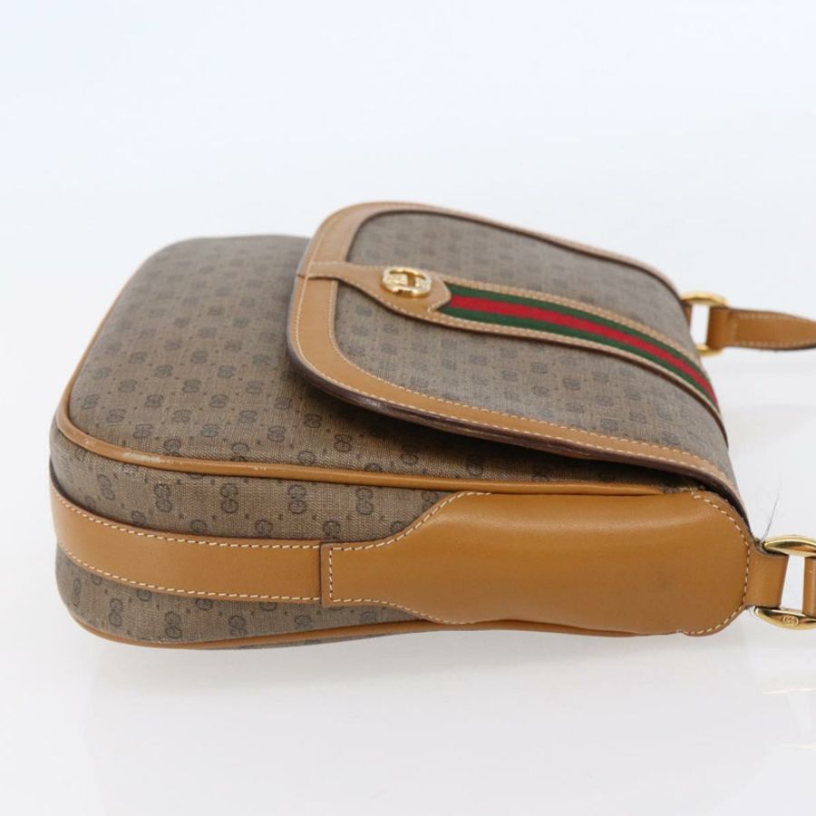 【日本直送】GUCCI Micro GG Supreme Web Sherry Line Bag PVC Beige 001 115 0914 Auth BA7111-3