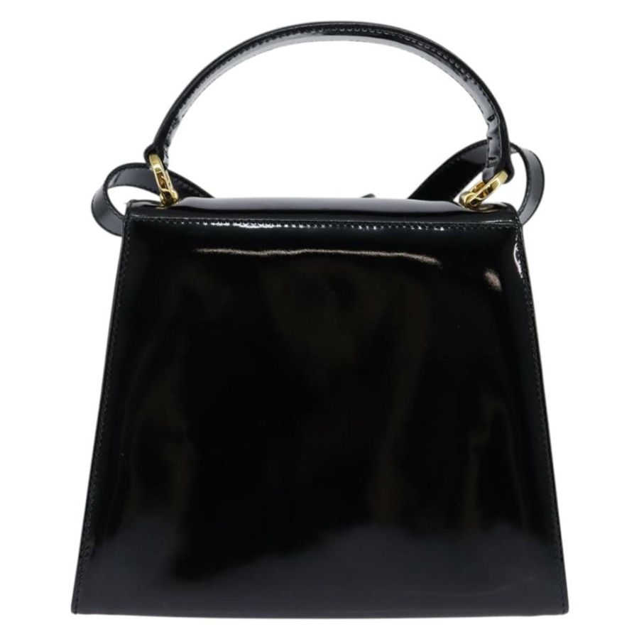 【日本直送】Salvatore Ferragamo Vala 琺瑯雙面手提包,黑色金色,正品編號 147507-1