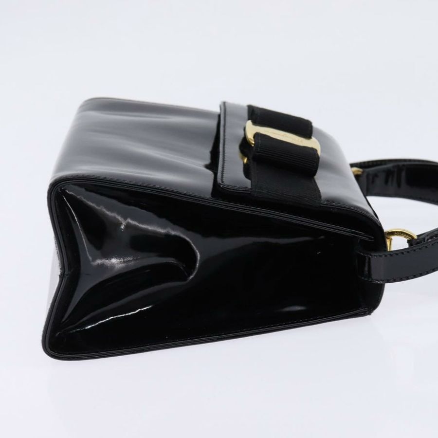 【日本直送】Salvatore Ferragamo Vala 琺瑯雙面手提包,黑色金色,正品編號 147507-3