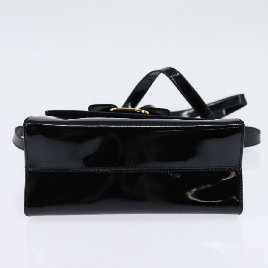 【日本直送】Salvatore Ferragamo Vala 琺瑯雙面手提包,黑色金色,正品編號 147507-4