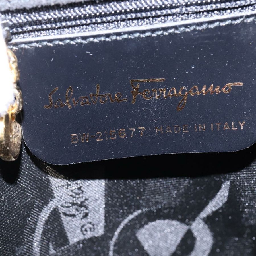 【日本直送】Salvatore Ferragamo Vala 琺瑯雙面手提包,黑色金色,正品編號 147507-11