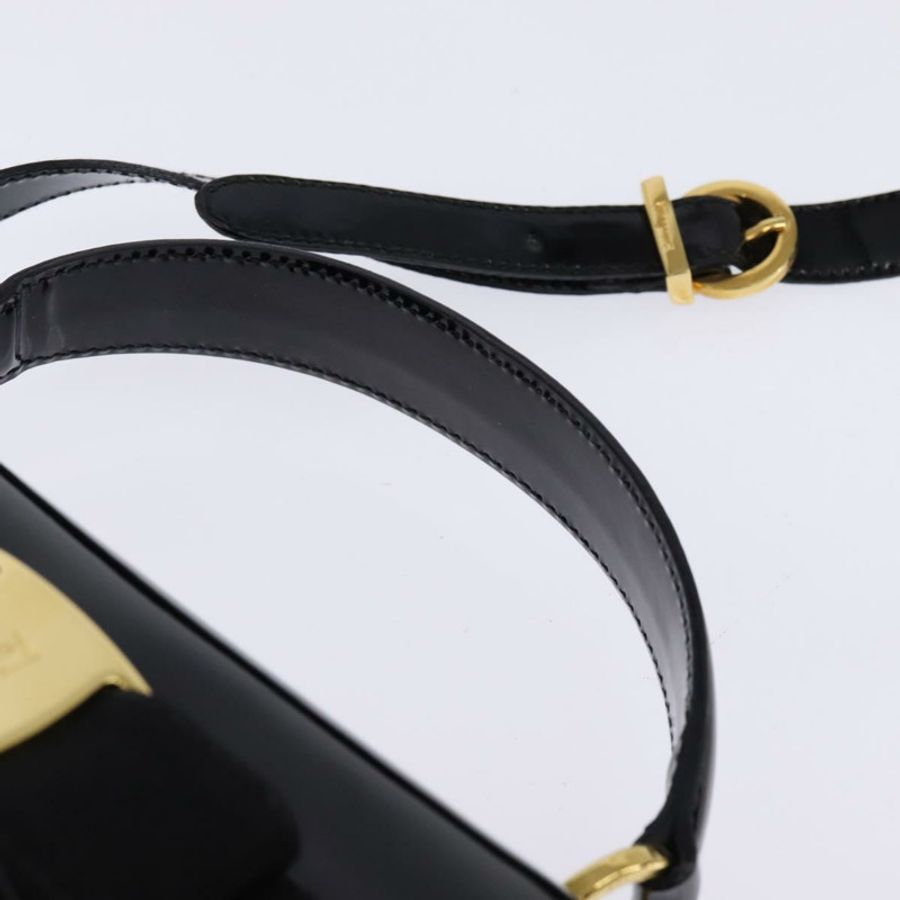 【日本直送】Salvatore Ferragamo Vala 琺瑯雙面手提包,黑色金色,正品編號 147507-13