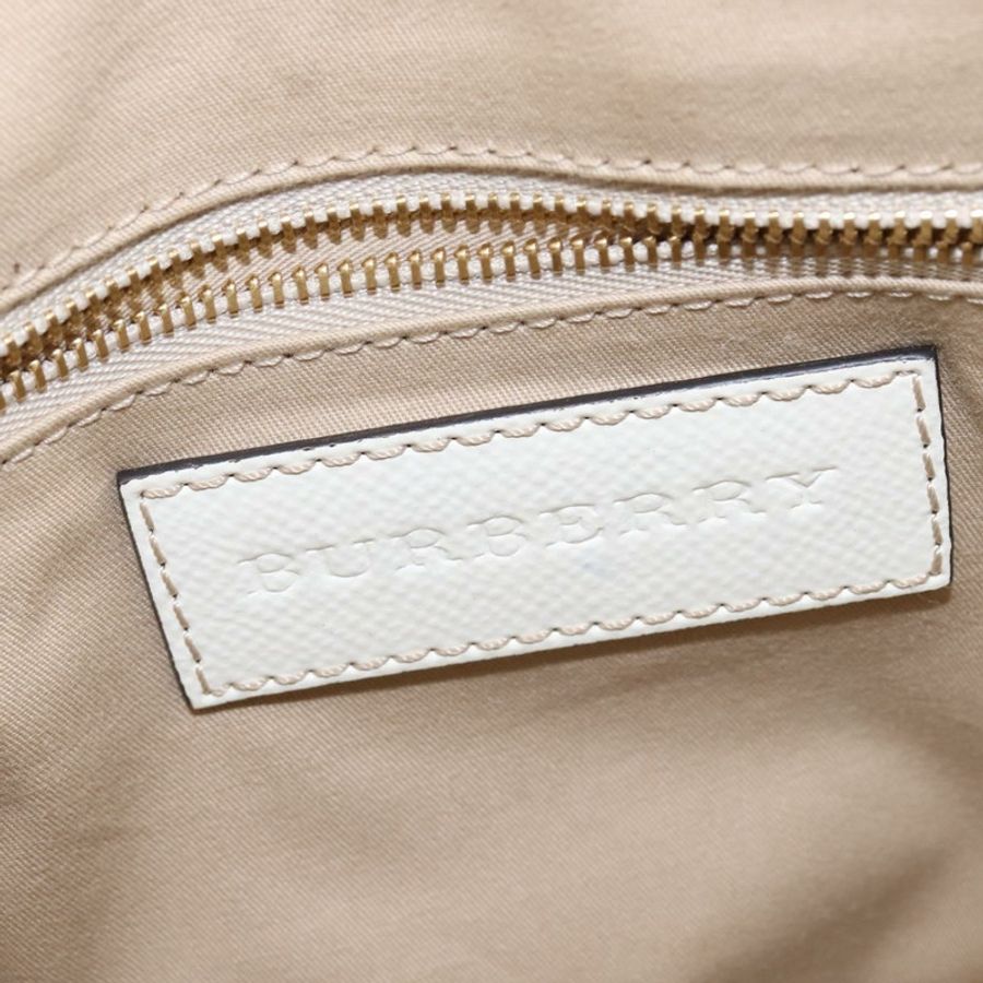 【日本直送】BURBERRY Nova 格紋手提包 PVC 皮革 兩用 米色 金色 正品 147477-18