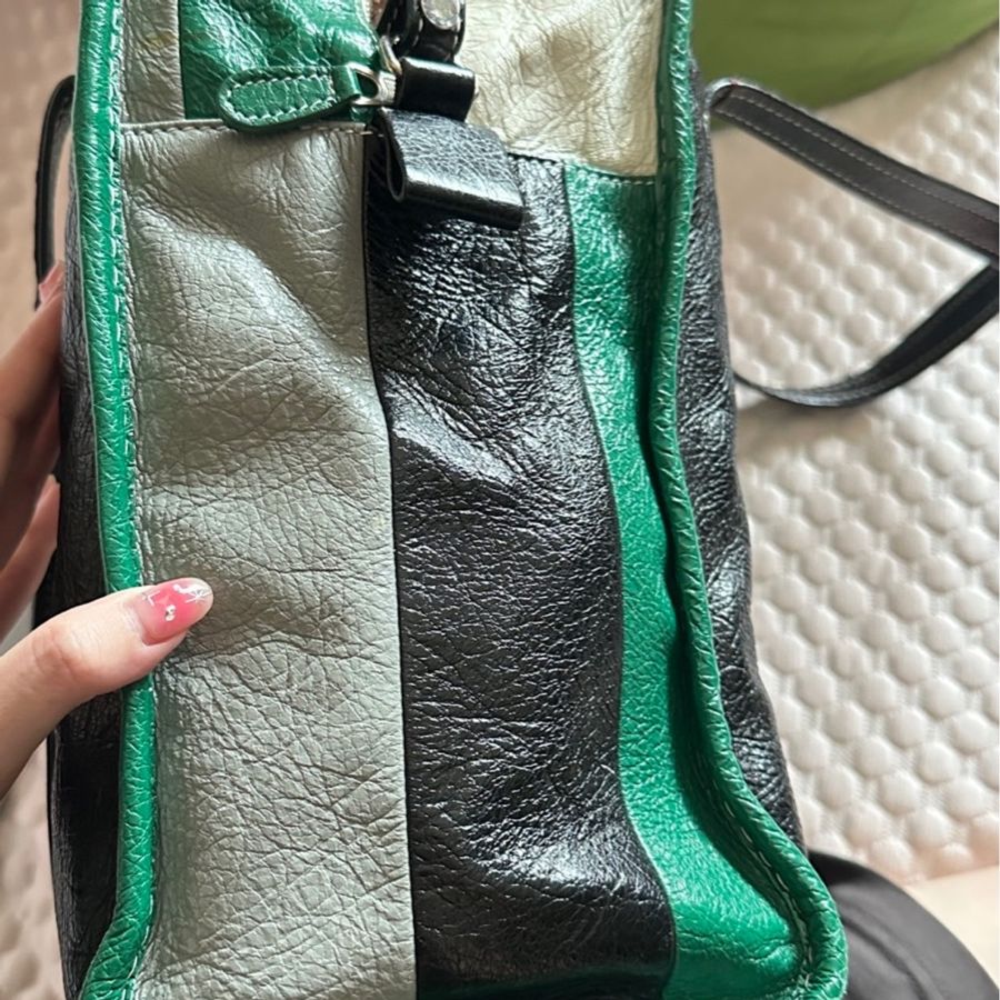 Balenciaga Bazar中號 綠色條紋-3