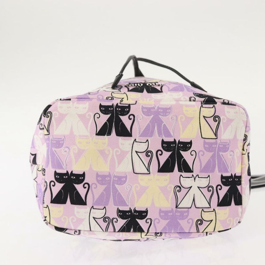 【日本直送】Miu Miu Madras Cat 抽繩帆布粉紅銀色手袋 Auth bs30224-5