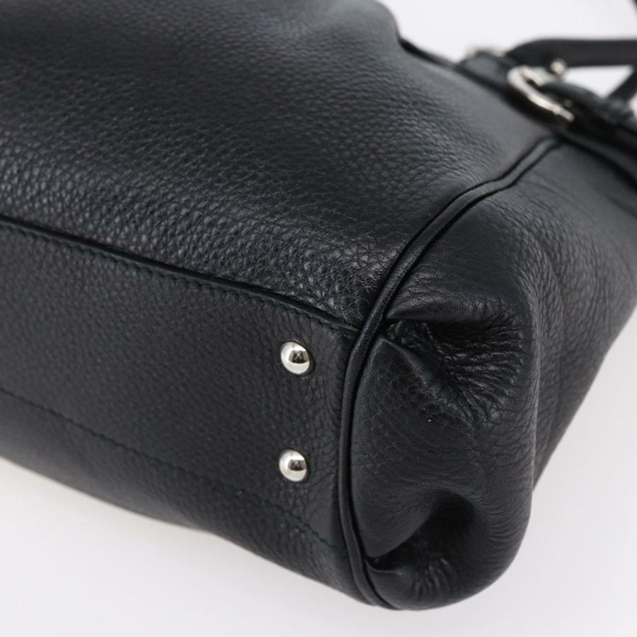 【日本直送】Salvatore Ferragamo Gancini 手袋 皮革 黑色 銀色 正品 147518-8