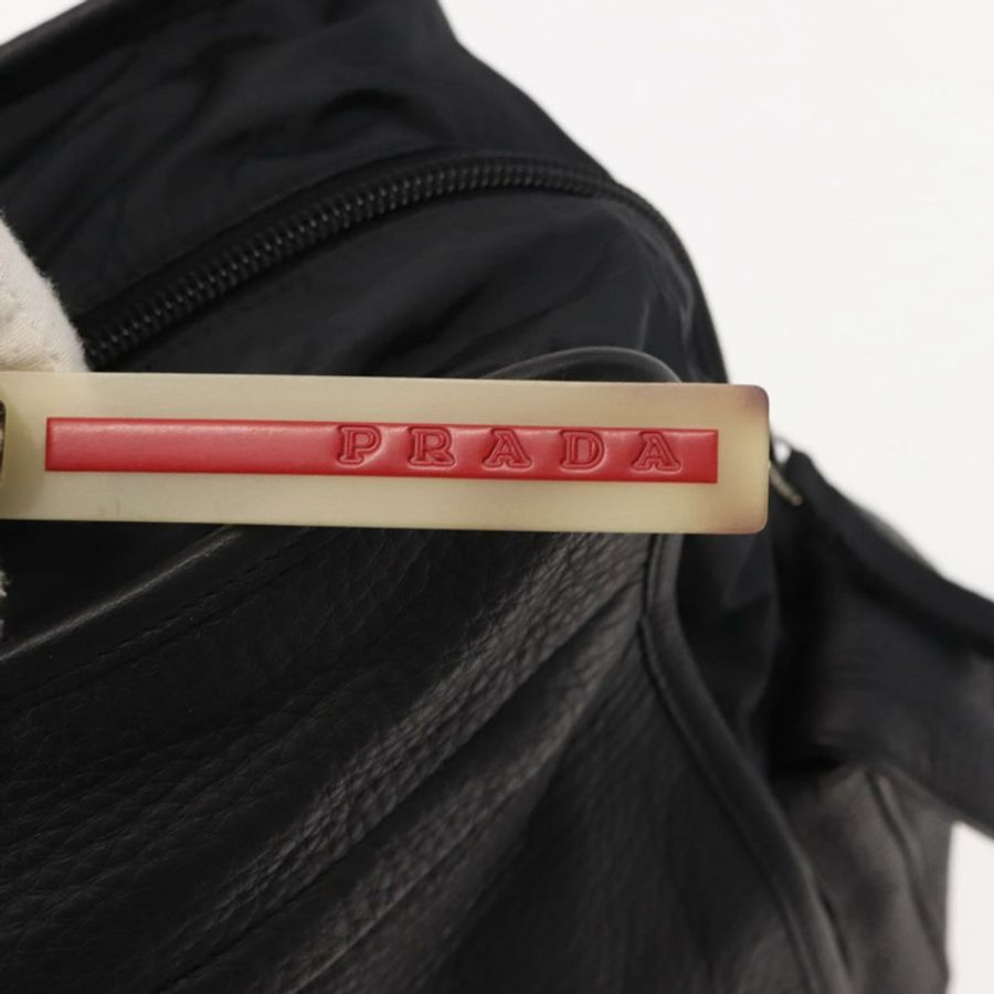 【日本直送】PRADA 運動手提包 尼龍皮革 黑色 銀色 正品 gh1071-9