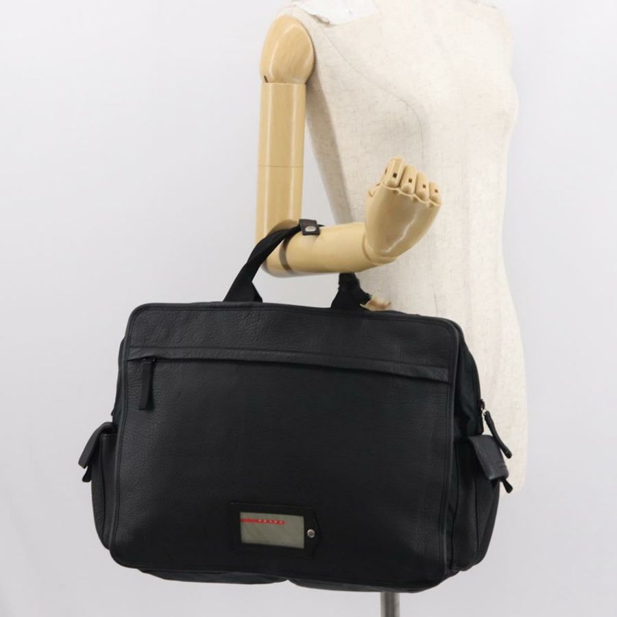 【日本直送】PRADA 運動手提包 尼龍皮革 黑色 銀色 正品 gh1071-22