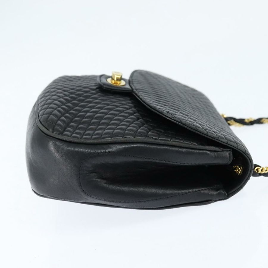 【日本直送】BALLY 絎縫鏈條單肩包 皮革 黑色 金色 正品 gh1162-3