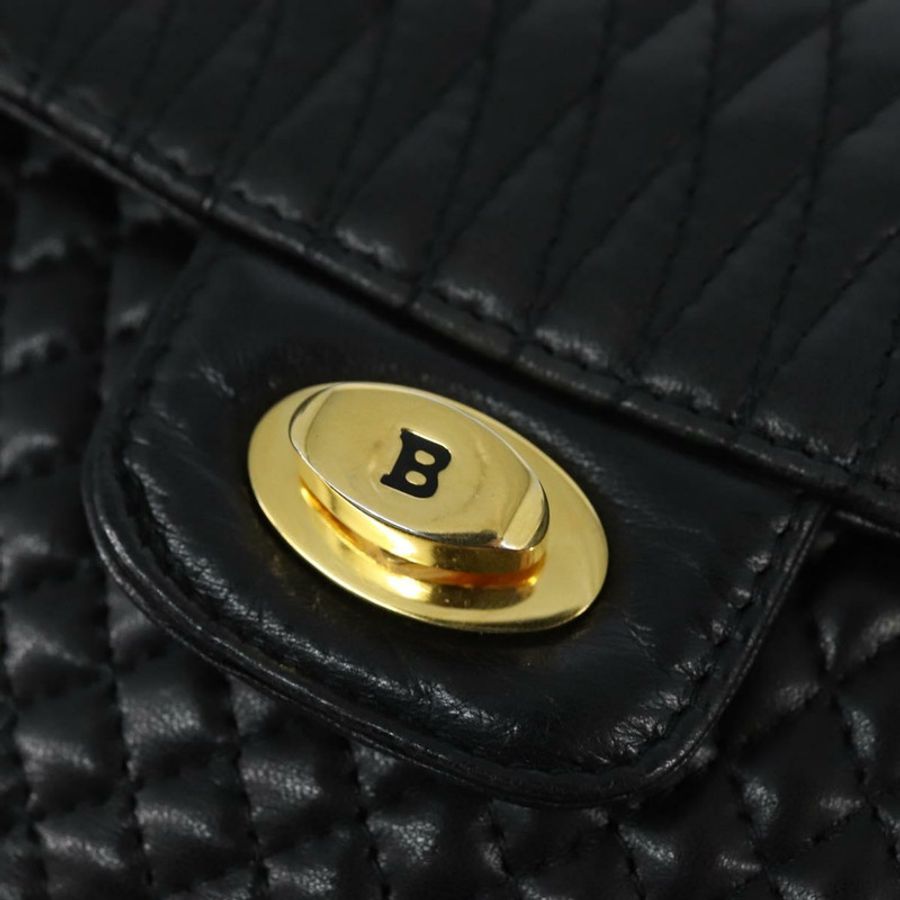 【日本直送】BALLY 絎縫鏈條單肩包 皮革 黑色 金色 正品 gh1162-16