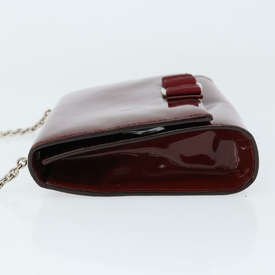 【日本直送】Salvatore Ferragamo Vala 鏈條單肩包 琺瑯紅銀色 正品 gh1177-3
