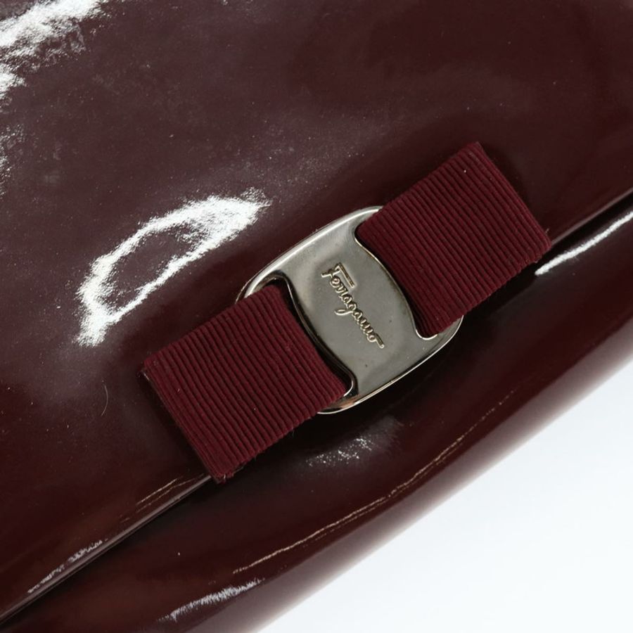 【日本直送】Salvatore Ferragamo Vala 鏈條單肩包 琺瑯紅銀色 正品 gh1177-16