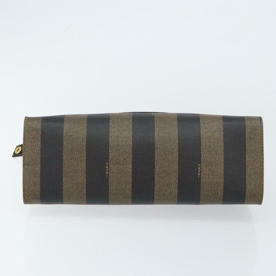 【日本直送】FENDI 胡桃色帆布手提包 PVC 黑色 棕色 金色 正品 150002-4