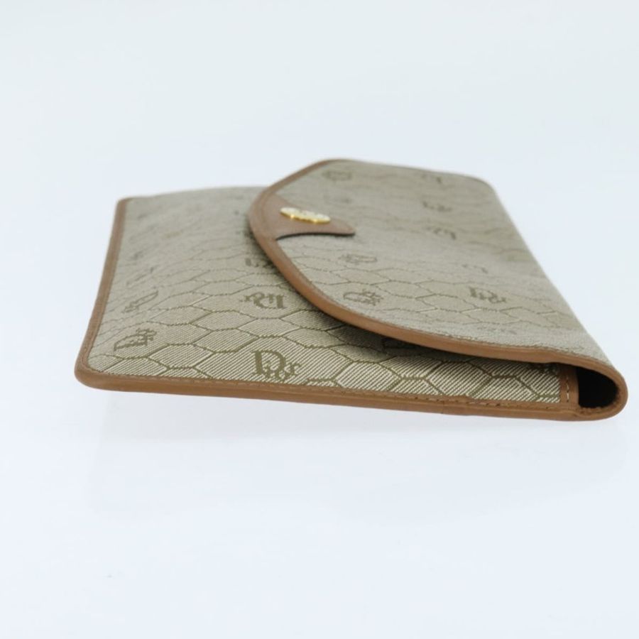 【日本直送】Christian Dior 蜂巢帆布手拿包 PVC 米色 金色 正品 bs30459-3