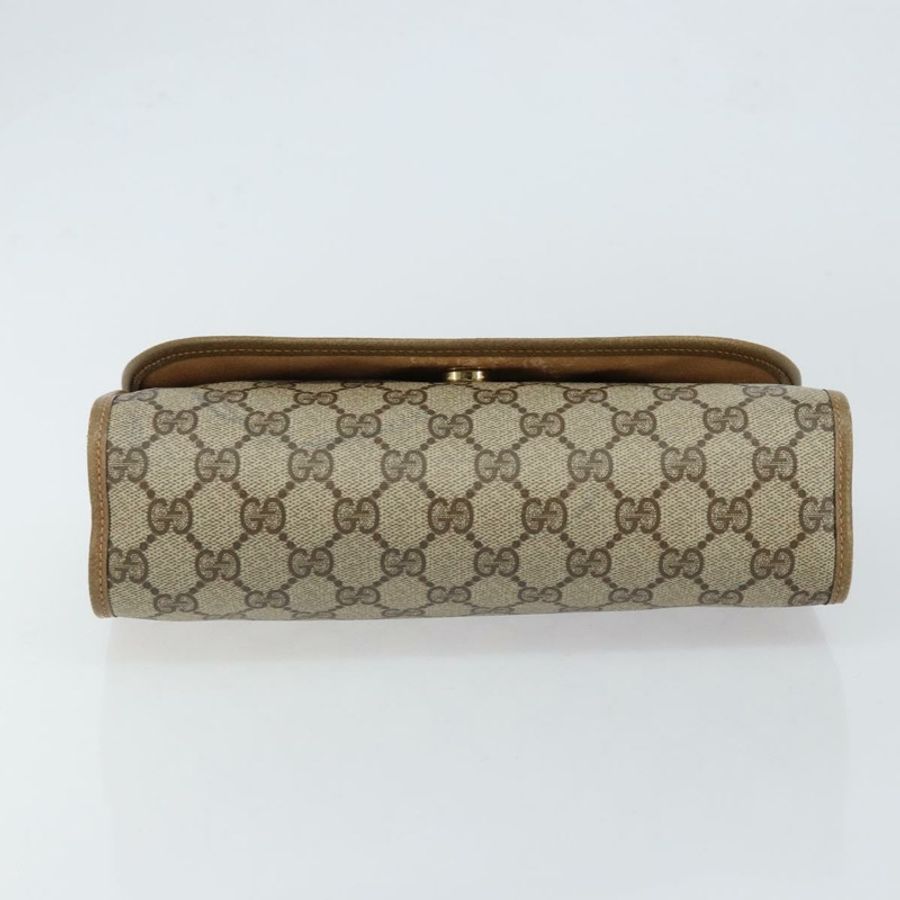 【日本直送】GUCCI GG Supreme Web Sherry Line 手拿包 PVC 米色 金色 89 01 030 正品 148162-6