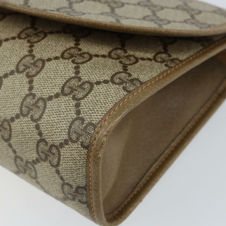 【日本直送】GUCCI GG Supreme Web Sherry Line 手拿包 PVC 米色 金色 89 01 030 正品 148162-7