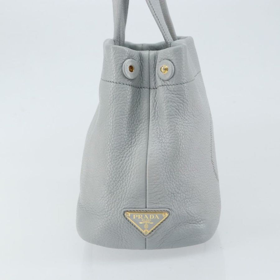 【日本直送】PRADA 小號托特包 沖孔皮革 灰色 金色 正品 bs30580-3