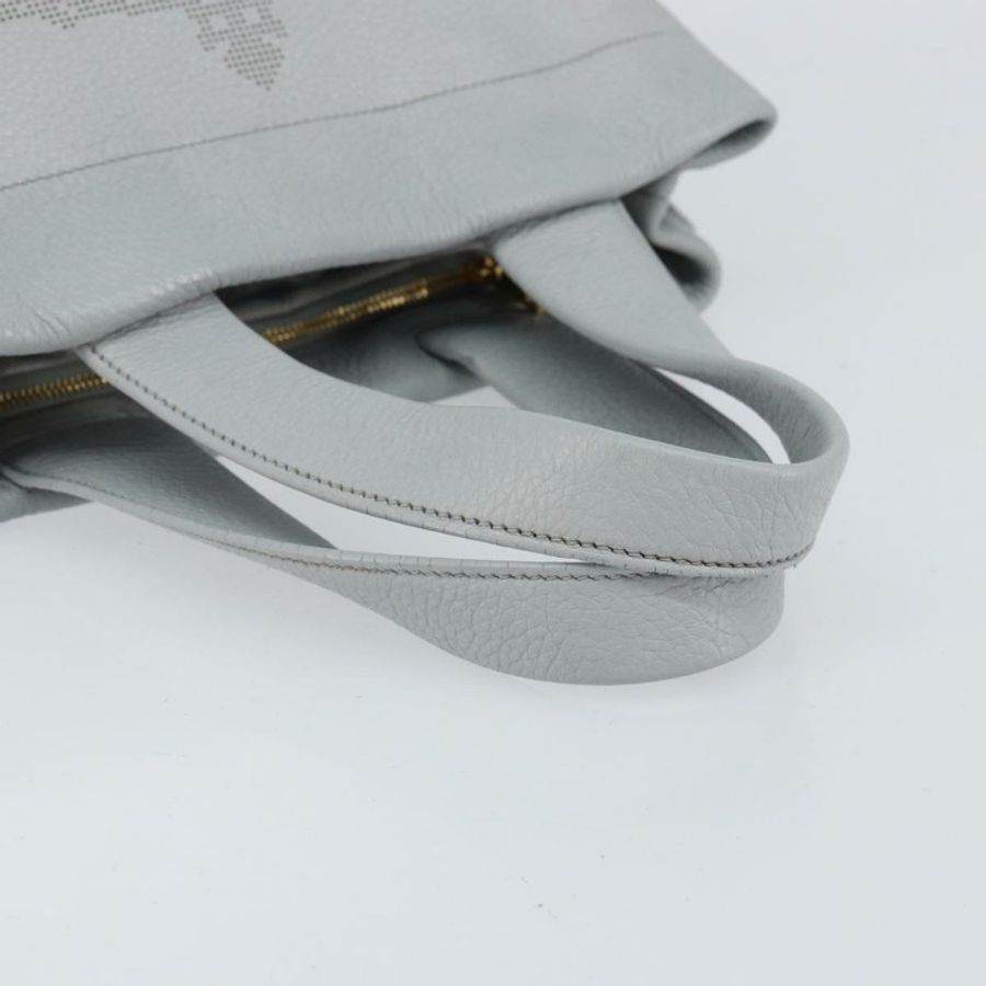 【日本直送】PRADA 小號托特包 沖孔皮革 灰色 金色 正品 bs30580-6