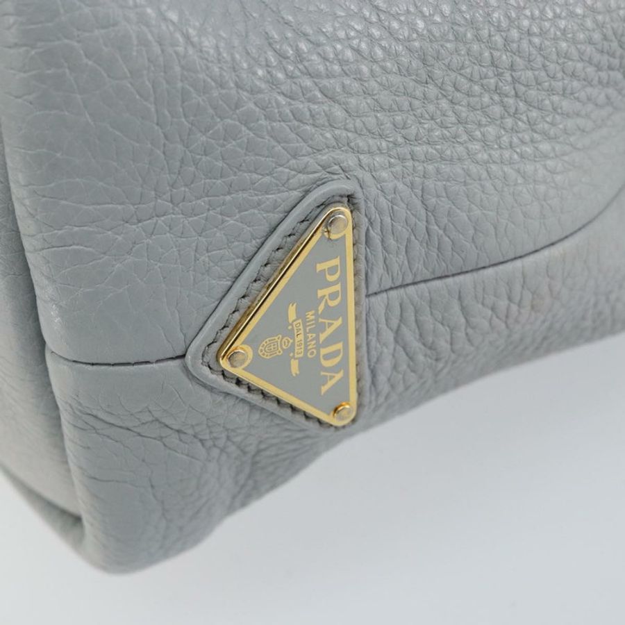 【日本直送】PRADA 小號托特包 沖孔皮革 灰色 金色 正品 bs30580-13