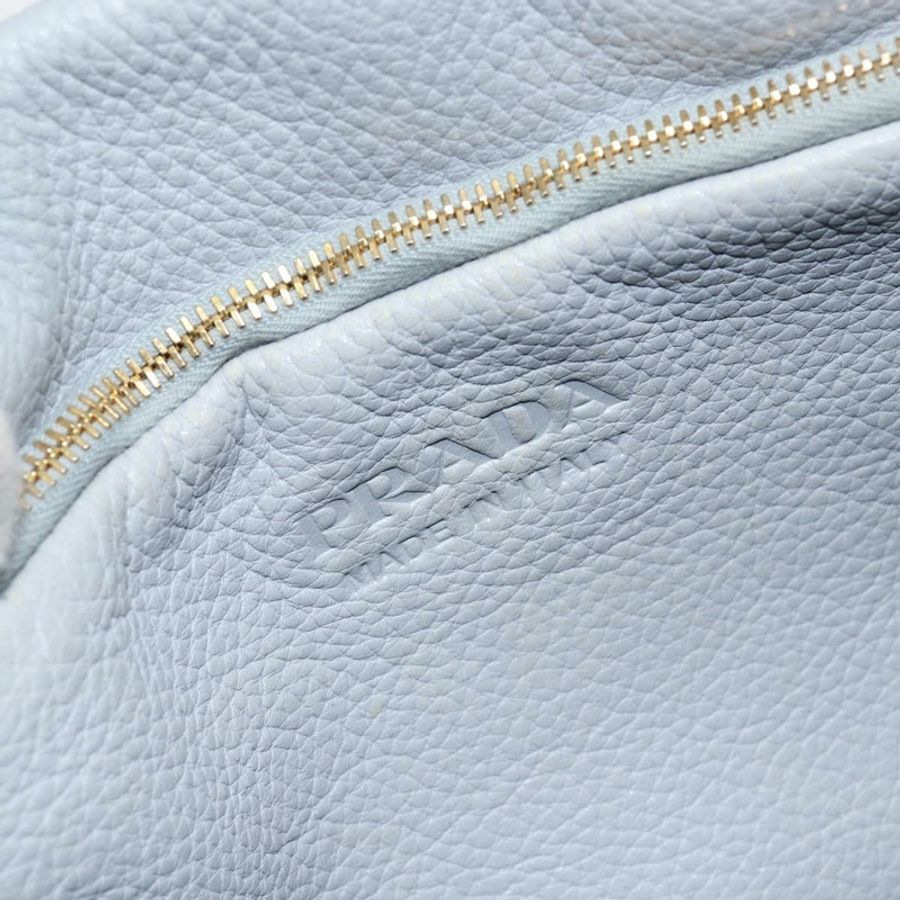 【日本直送】PRADA 小號托特包 沖孔皮革 灰色 金色 正品 bs30580-14