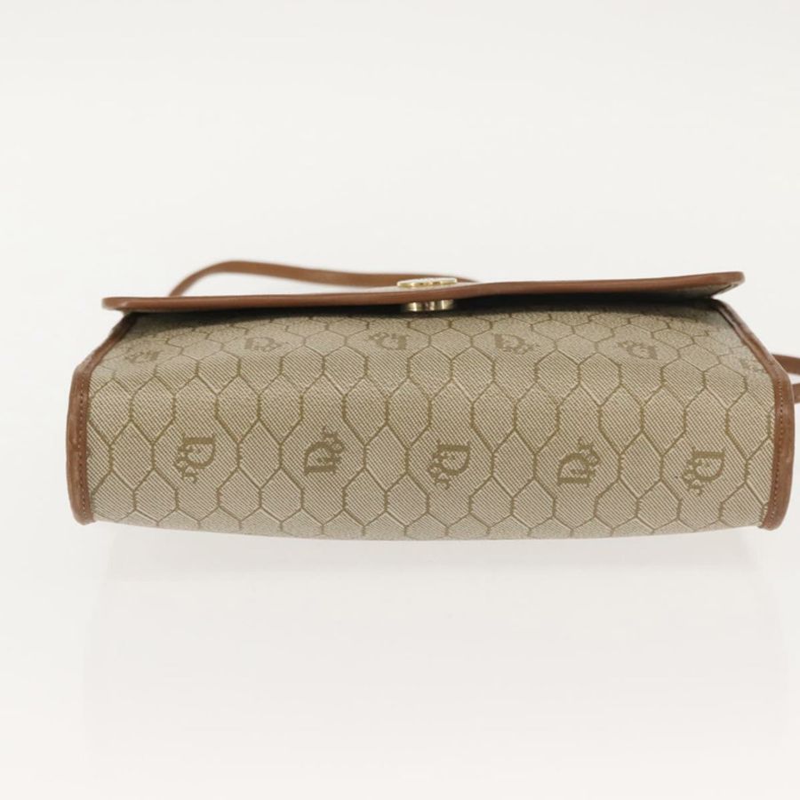 【日本直送】Christian Dior 蜂巢帆布肩背包 PVC 金色米色 正品 147886-8