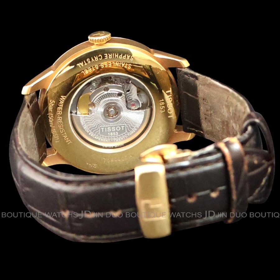 金鐸精品~2483 TISSOT天梭Tourelles杜魯爾系列棕面玫瑰金色42mm自動上鍊男用腕錶-2