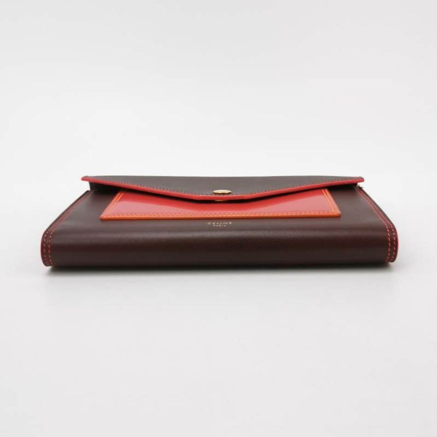 Celine 牛皮拼色字母Logo翻蓋單肩包斜挎包-5